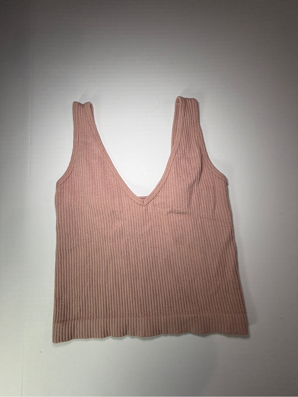 Ribbed V-Neck Tank Top in Dusty Rose